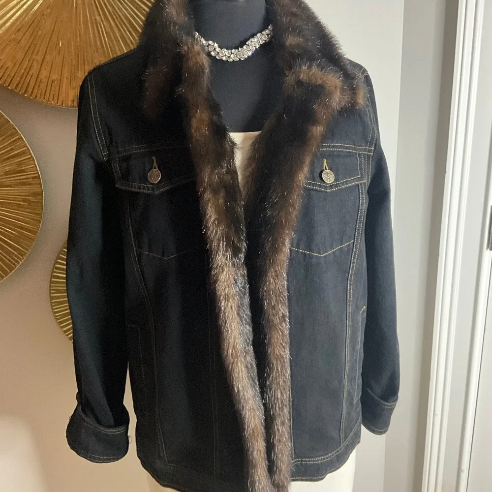 *Faux Mink & Denim Jacket* - Picture 3 of 6